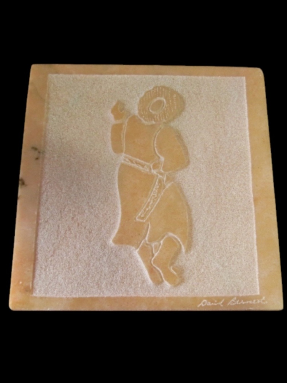 David Bernett Marble Carved Verona /Rosa Marble Sculpture Inuit Dancer